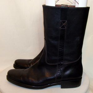 J.CREW WOMENS BLACK LEATHER MOTORCYCLE BOOTS 9.5